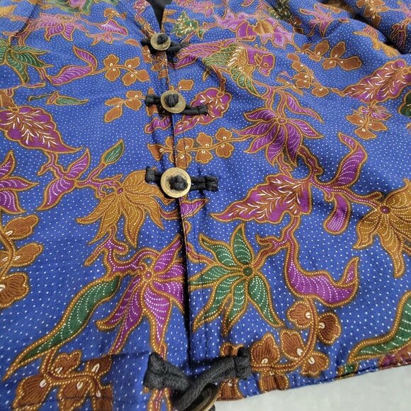 Vintage Asia Craft Textiles Hand Made Indonesian Batik Jacket Cotton Floral Blue - Picture 8 of 9